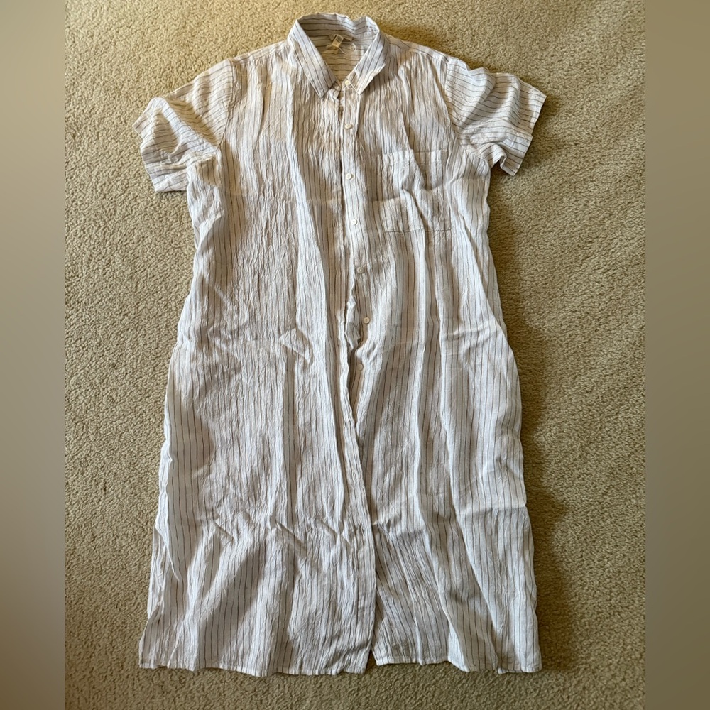 Eileen Fisher Striped Button-Up dress size L